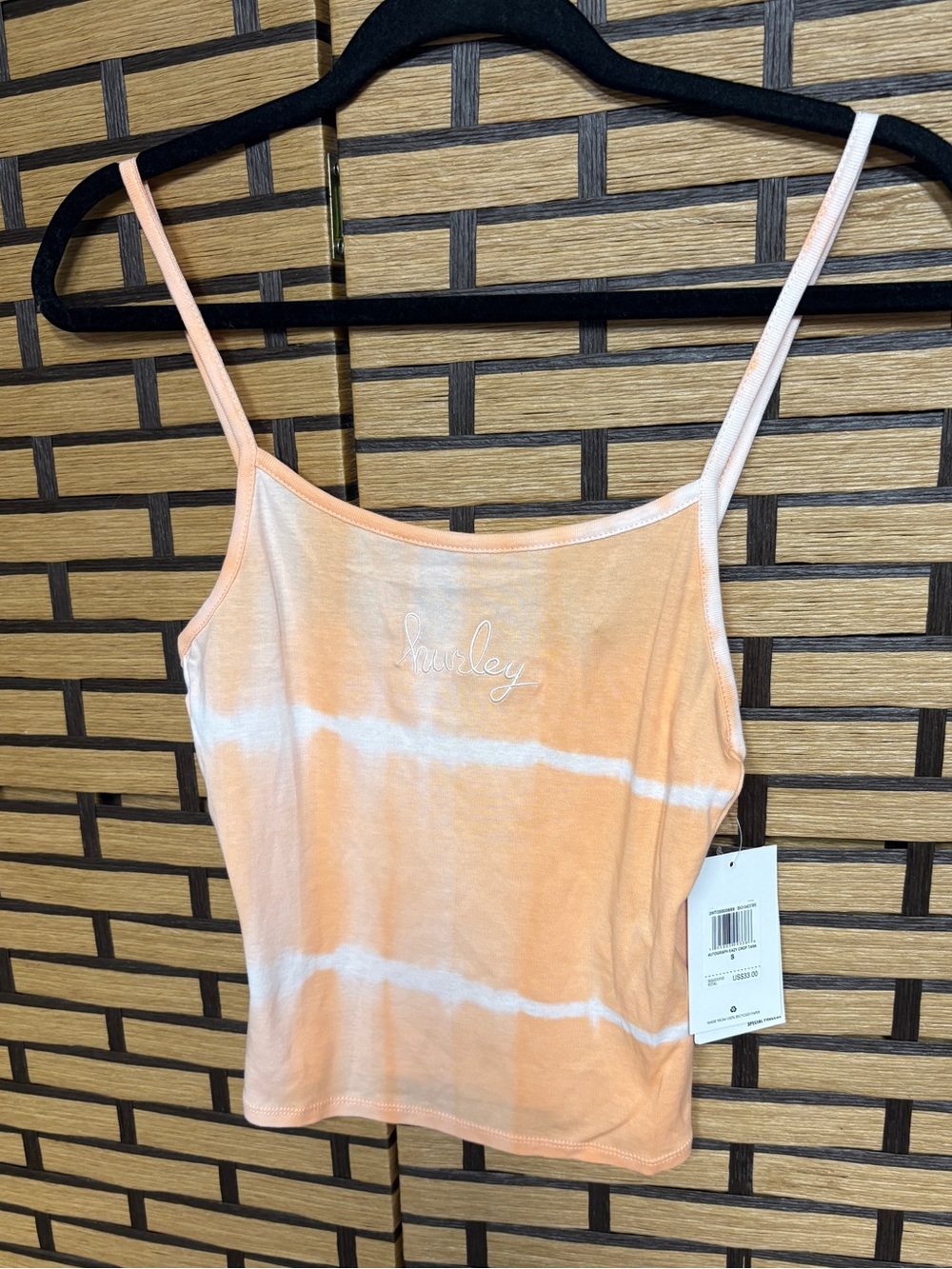 Hurley peach and white crop cami size small
